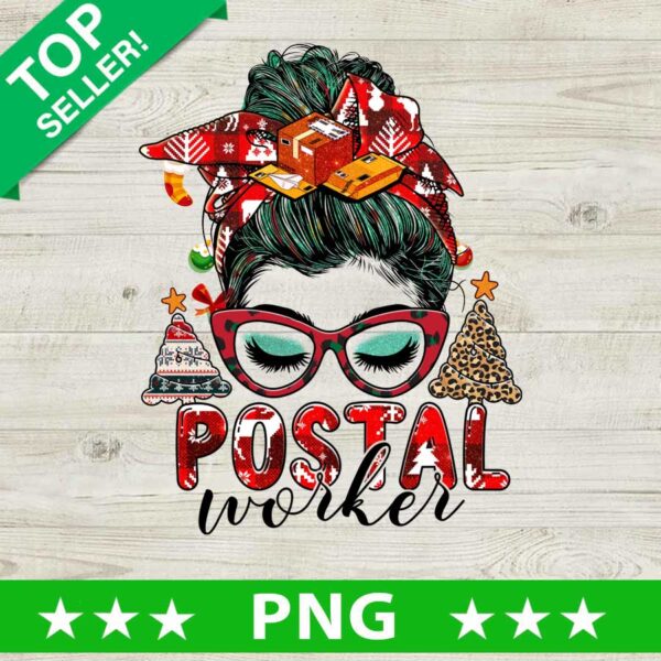 Messy Bun Postal Worker Christmas PNG