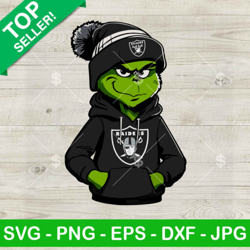 Grinch Wearing Las Vegas Raiders Hoodie Png