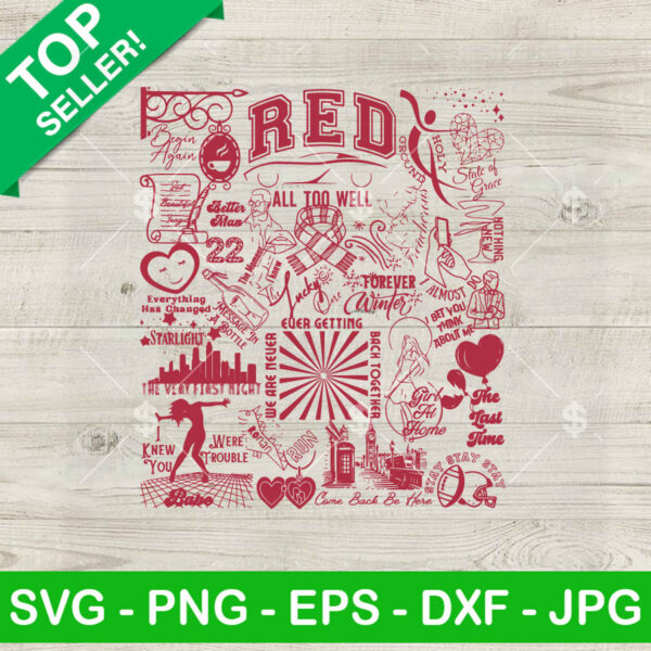 Taylor Swift Red Album Tracks List SVG