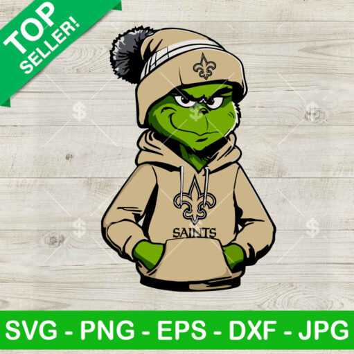 Grinch Wearing New Orleans Saints Hoodie Png