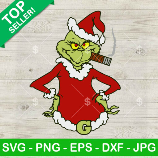 Santa Grinch Smoking A Cigar SVG