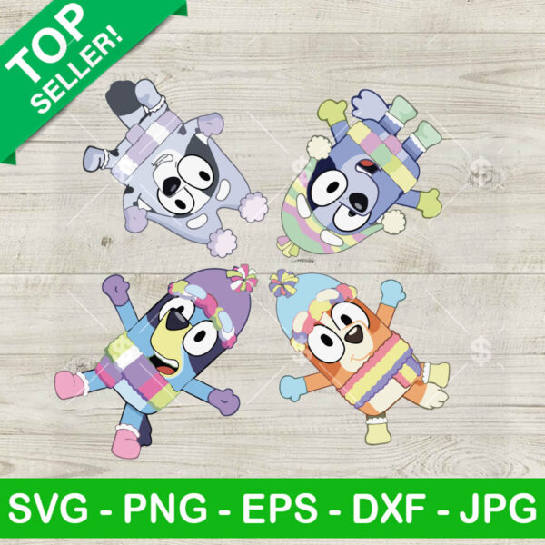 Bluey Dog Fun In The Snow SVG