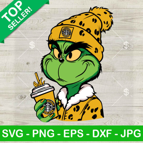 Leopard Grinch Pittsburgh Steelers NFL SVG, Pittsburgh Steelers NFL SVG, Boujee Grinch Christmas Football SVG PNG