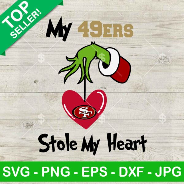 Grinch My 49ers Stole my heart SVG, San Francisco 49ers Grinch christmas SVG, NFL Football San Francisco 49ers SVG PNG