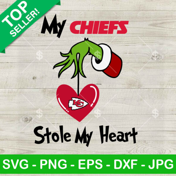 Grinch My Chiefs Stole my heart SVG, Kansas City Chiefs Grinch christmas SVG, NFL Football Chiefs SVG PNG