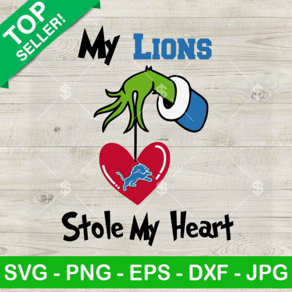 Grinch My Lions Stole my heart SVG, Detroit Lions Grinch christmas SVG, NFL Football Detroit Lions SVG PNG