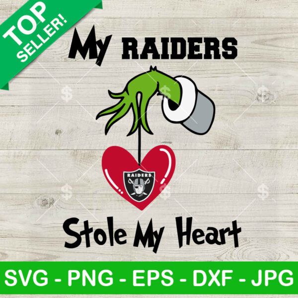 Grinch My Raiders Stole my heart SVG, Las Vegas Raiders Grinch christmas SVG, NFL Football Las Vegas Raiders SVG PNG