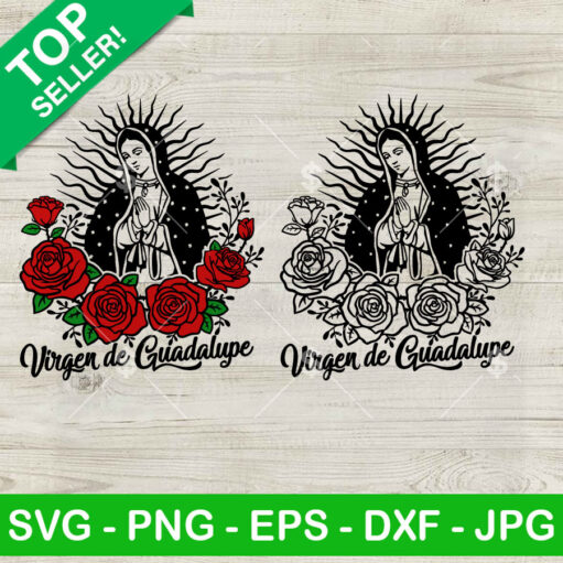 Virgen De Guadalupe With Flowers Svg Bundle