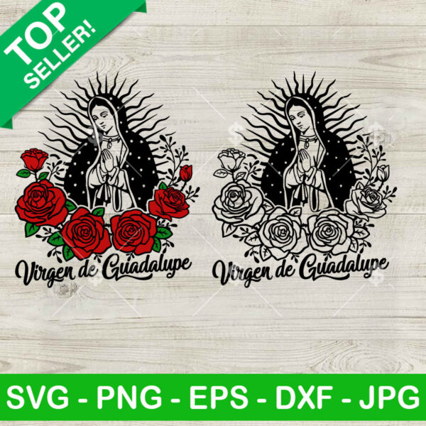 Virgen De Guadalupe With Flowers SVG Bundle
