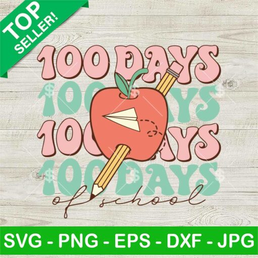 Retro 100 Days Of School Svg