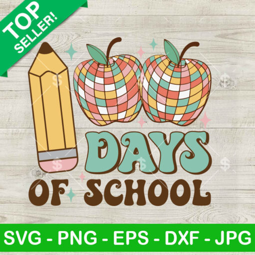 100 Days Of School Disco Apple Svg