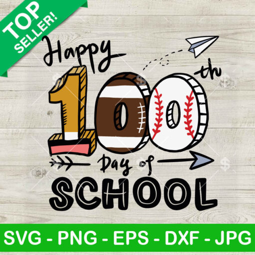 Happy 100 days of School Baseball SVG