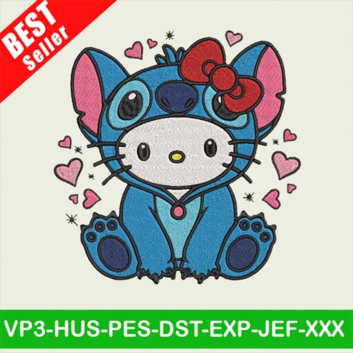 Stitch Hello Kitty Embroidery designs