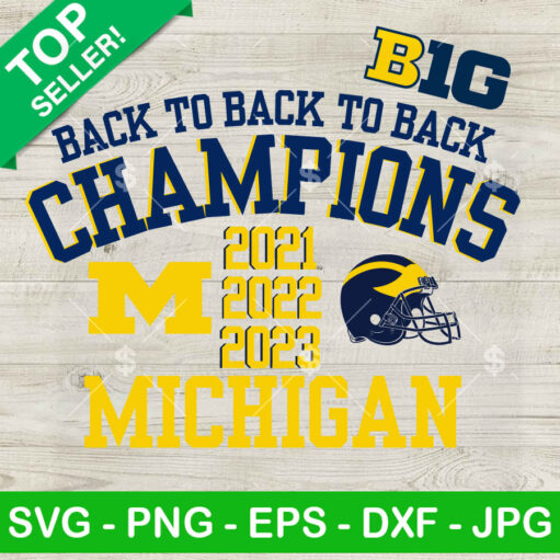 Back To Back Back Champions Michigan Svg