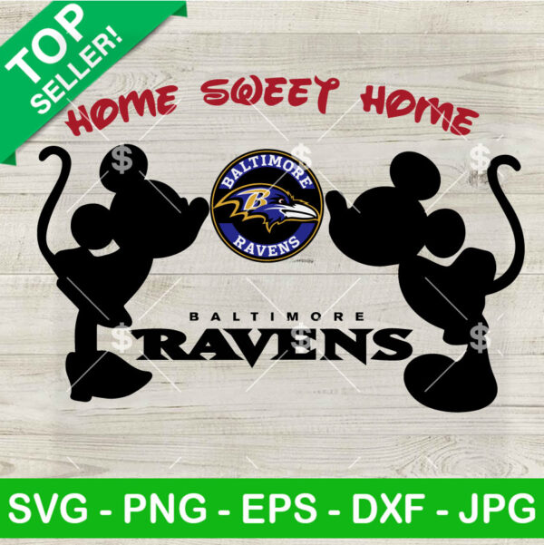 Mickey Minnie Home Sweet Home Baltimore Ravens SVG, Mickey Minnie Baltimore Ravens NFL SVG, Baltimore Ravens Football SVG PNG