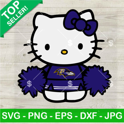 Hello Kitty Baltimore Ravens Cheerleader Svg