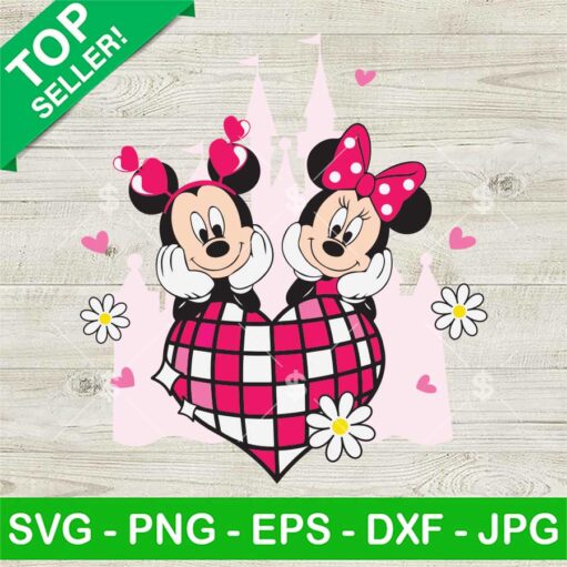 Mickey Minnie Heart Valentine Castle Svg