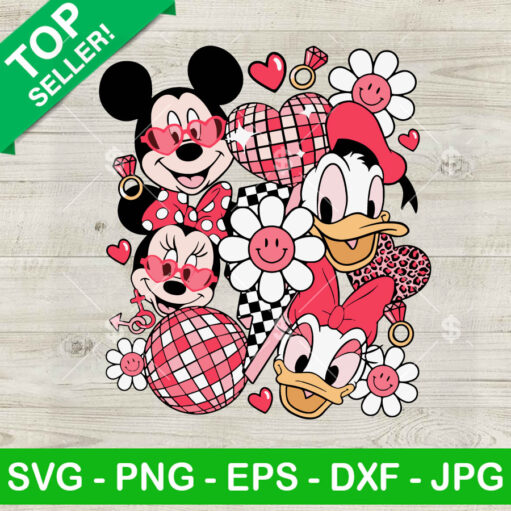 Vintage Mickey And Friends Valentine Svg