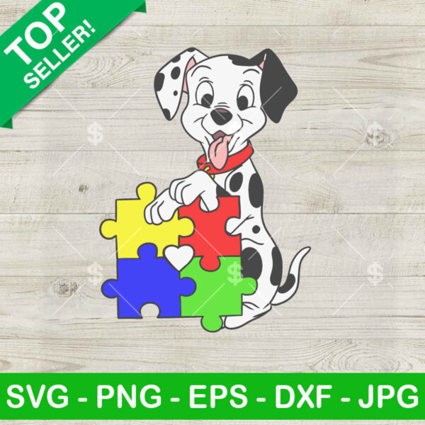 101 Dalmatian Dog Autism Awareness SVG, 101 Dalmatian Dog SVG, Autism Puzzle Pieces SVG, Disney Autism SVG PNG DXF
