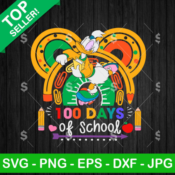 100 Days Of School Disney Donald Duck SVG, 100 Days Of School SVG, Teacher Gift SVG PNG DXF EPS