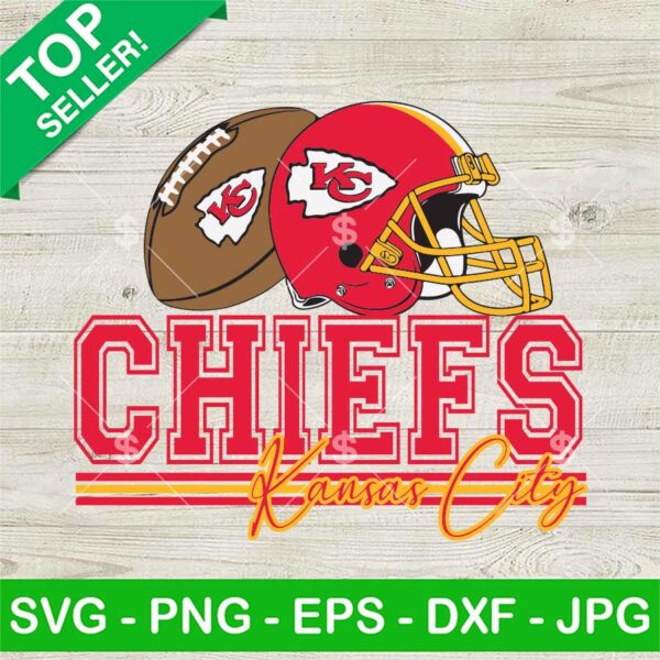 Kansas City Chiefs Football And Helmet SVG, Kansas City Chiefs NFL SVG, NFL Team Sport SVG