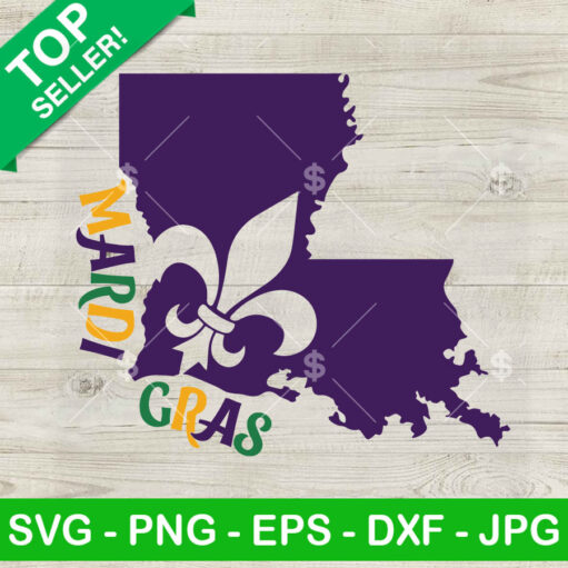 Mardi Gras Louisiana State Map Svg