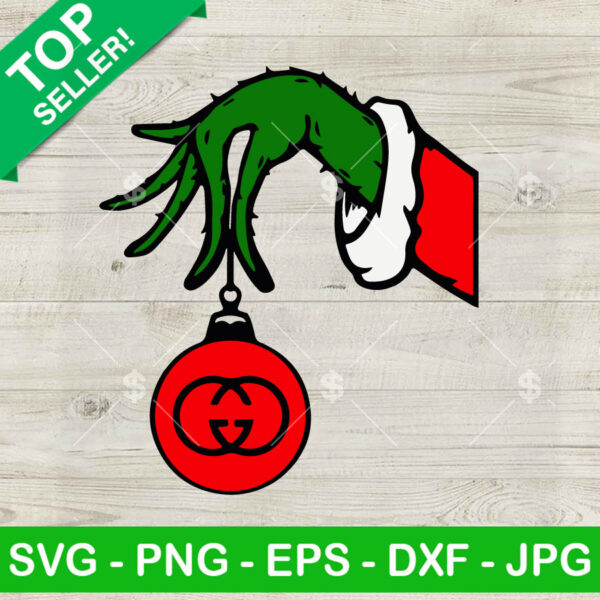Grinch Hand Holding Gucci Christmas Ornament SVG