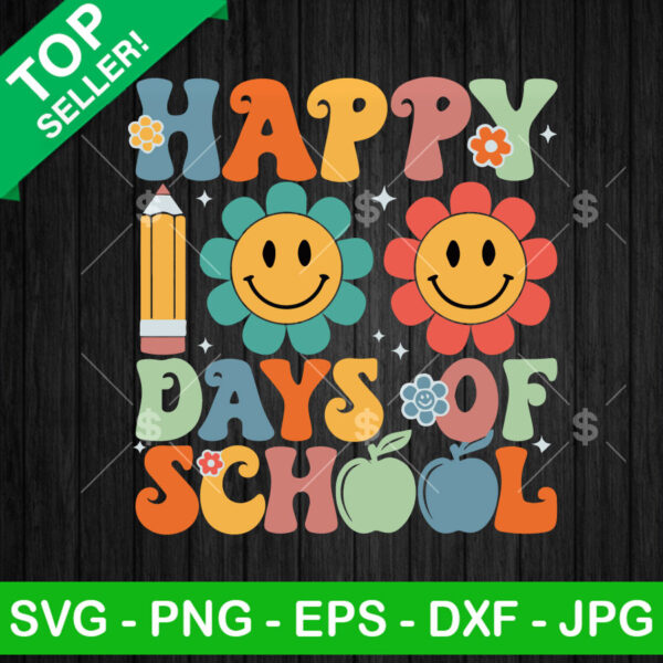 Happy 100 Days of School vintage Flowers SVG