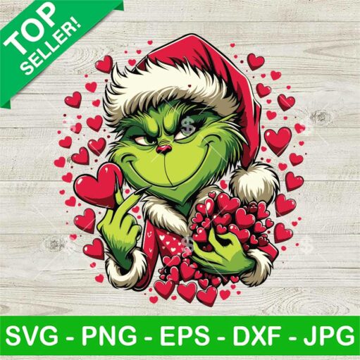 Grinch Valentine Hearts SVG