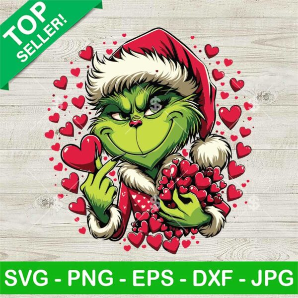 Grinch Valentine Hearts SVG, Grinch Happy Valentine SVG, The Grinch SVG PNG EPS DXF