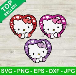 Hello Kitty Heart Valentine SVG, Kitty Vanlentine Day SVG, Cute Hello Kitty Valentine SVG PNG DXF EPS
