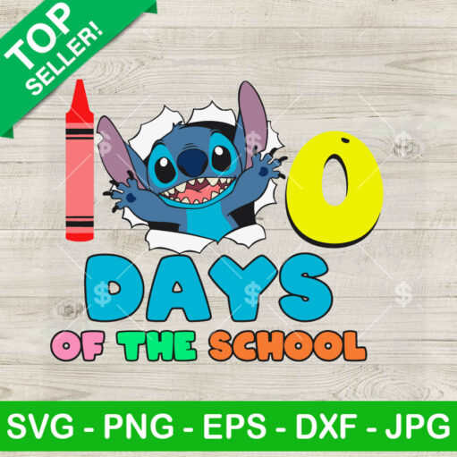 Cute Stitch 100 Days Of School Svg