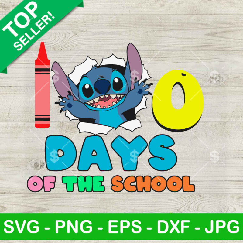 Cute Stitch 100 Days Of School SVG, Disney 100 Days School SVG, Cute Teacher School SVG PNG DXF EPS