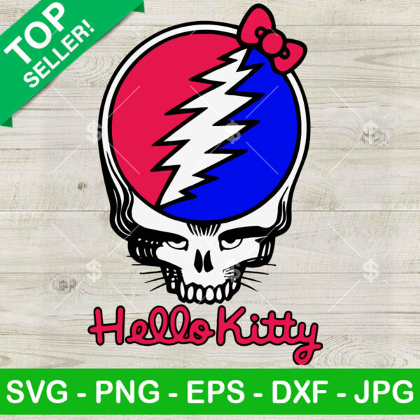 Hello Kitty Grateful Dead Logo SVG, Grateful Dead Logo SVG, Hello Kitty SVG PNG DXF EPS