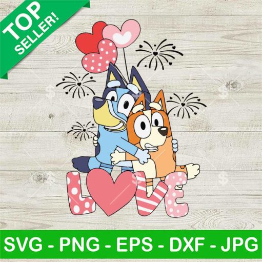 Bluey Bingo Couple Love Valentine SVG