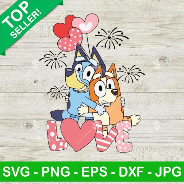 Bluey Bingo Couple Love Valentine SVG, Bluey Cartoon Valentine SVG, Happy valentine Day SVG PNG DXF EPS