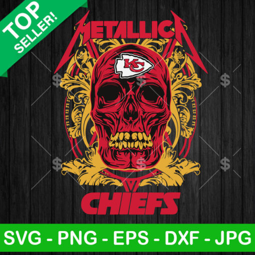 Metallic Skull Kansas City Chiefs SVG