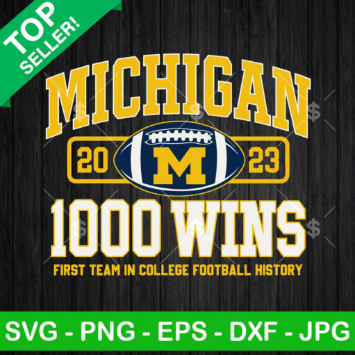 Michigan 1000 Wins Football Svg