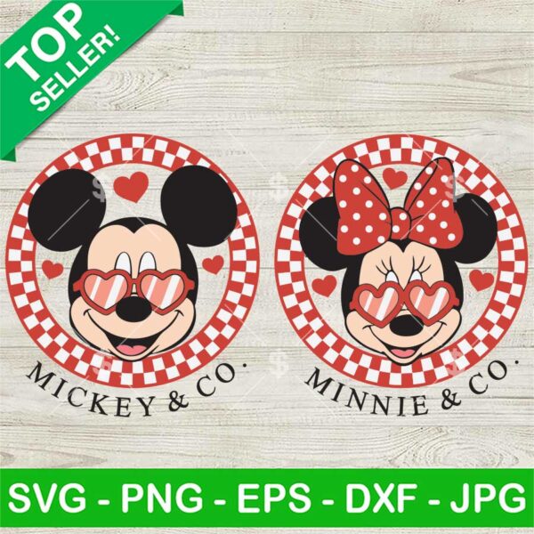 Vintage Mickey And Minnie Valentine SVG, Mickey And Co Checkered SVG, Disney Valentine SVG PNG EPS DXF
