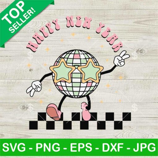 Happy New Year Disco Ball Svg