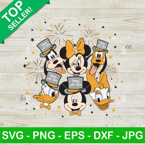 Mickey Minnie Donald And Frineds New Year Svg