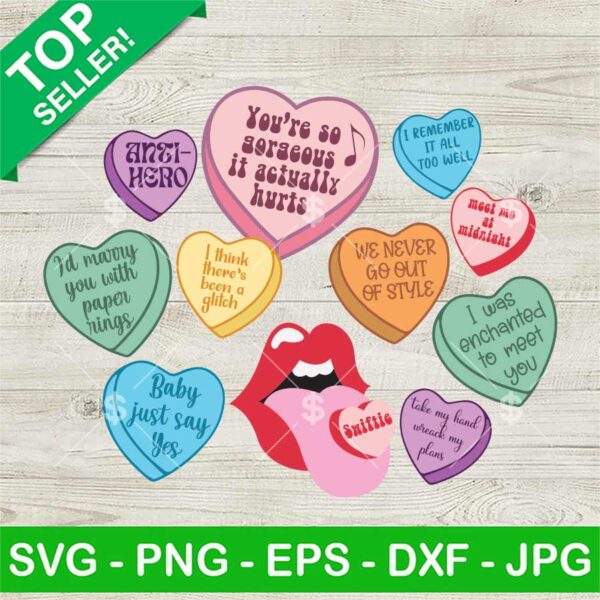 Candy Hearts Taylor's Version Valentines SVG