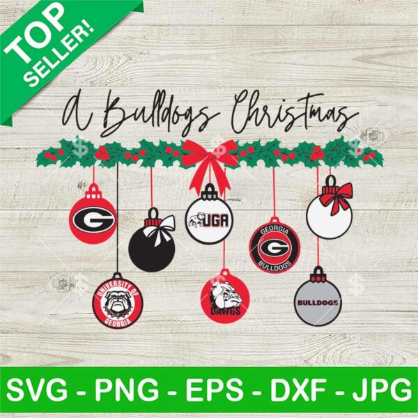 A Bulldogs Christmas SVG, Georgia Bulldogs Christmas Ornaments SVG, Georgia Bulldogs SVG