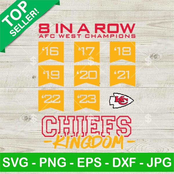 8 In A Row AFC West Champions KC Chiefs Kingdom SVG