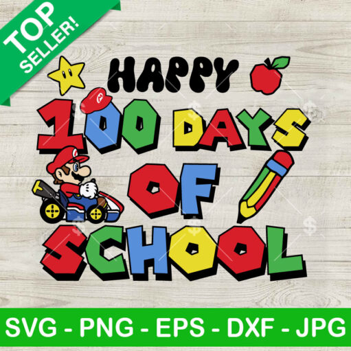 Happy 100 Days Of School Mario Bros Svg