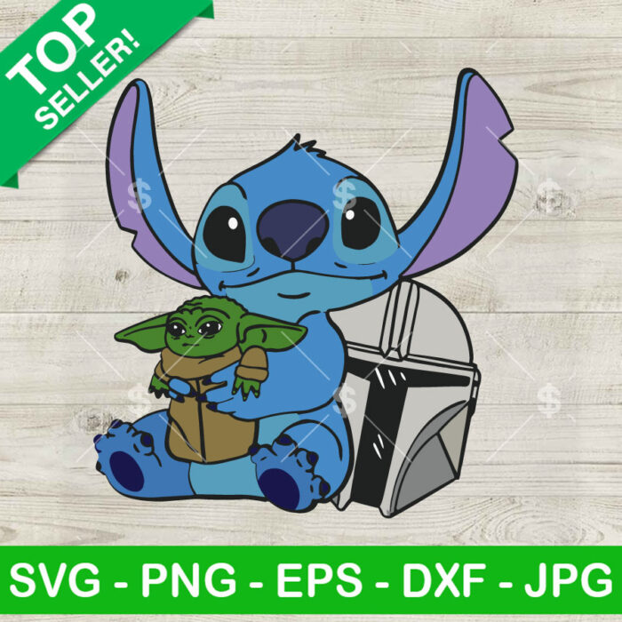 Stitch Mandalorian and Baby Yoda SVG, Stitch And Baby Yoda SVG, Star Wars SVG PNG DXF EPS