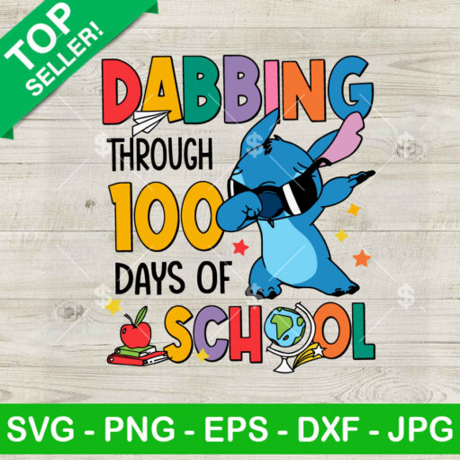 Stitch Dabbing Through 100 Days Of School Svg