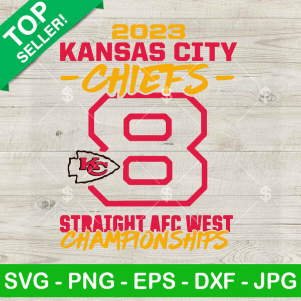2023 KC Chiefs AFC west Champions SVG, KC Chiefs 8 NFL SVG, KC Chiefs AFC Straight West Champions SVG PNG