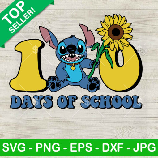 Stitch Holding Sunflower 100 Days Of School Svg