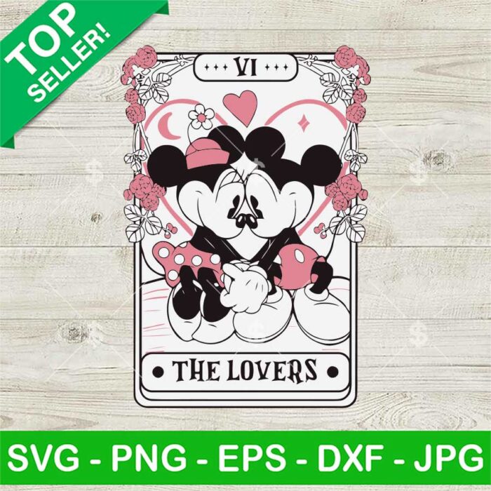 Mickey Minnie Valentine Couple Tarot Card SVG, Mickey Minnie The Lovers SVG, Valentine Couple Tarot Card SVG PNG DXF EPS